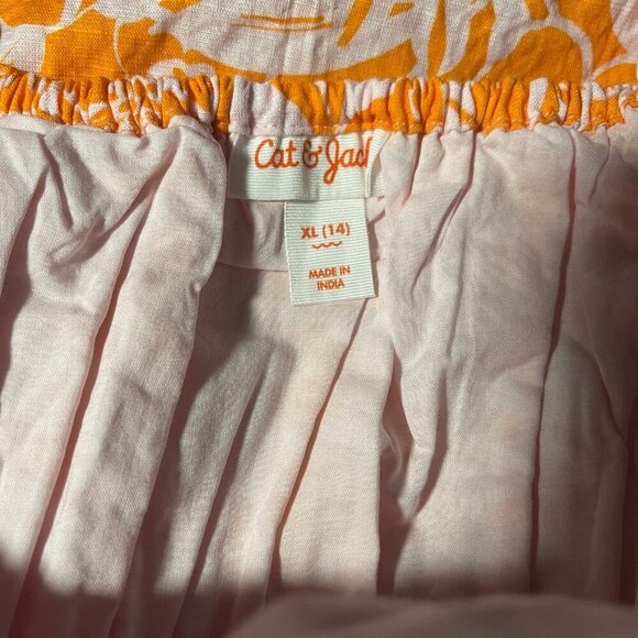 Cat & Jack Girls Floral Sundress XL (14). Orange & White Cotton/Spandex Blend. - Picture 7 of 8